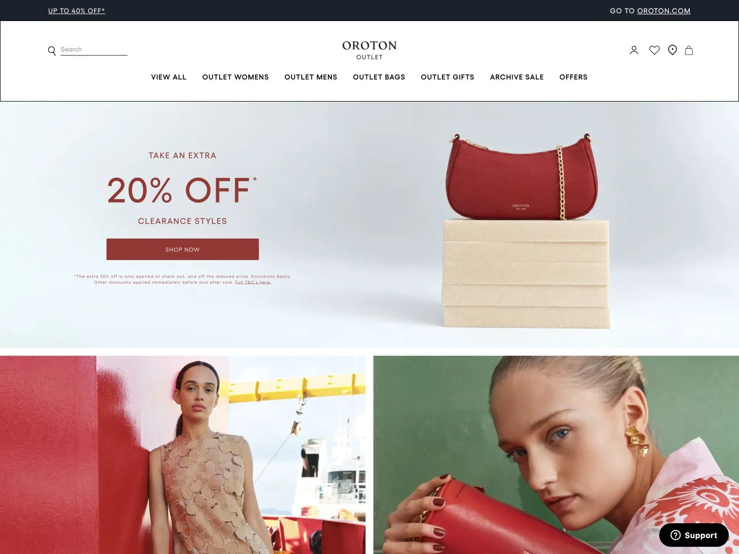 Oroton Outlet today, still on the pages I designed and built